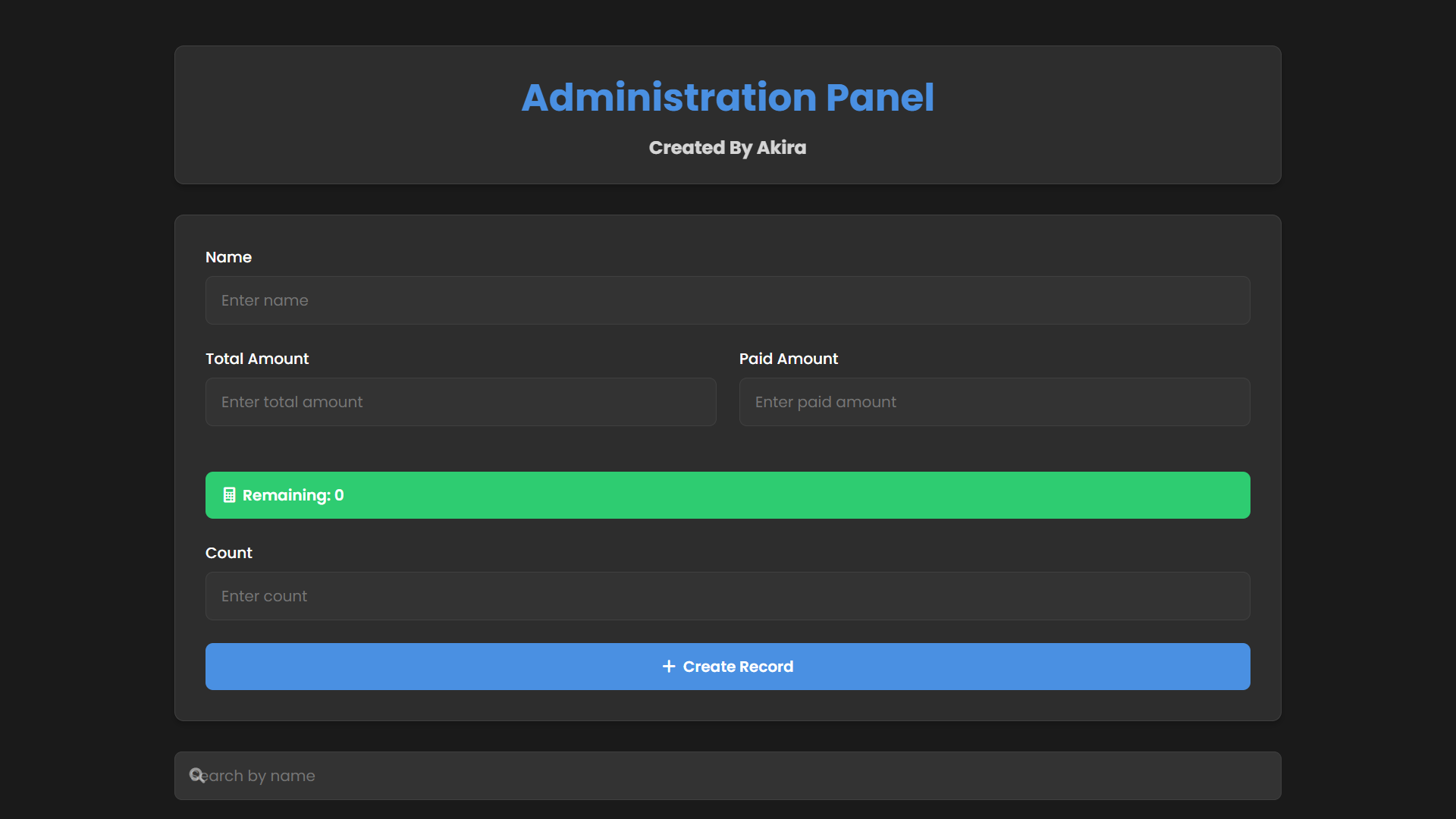 Administration Panel